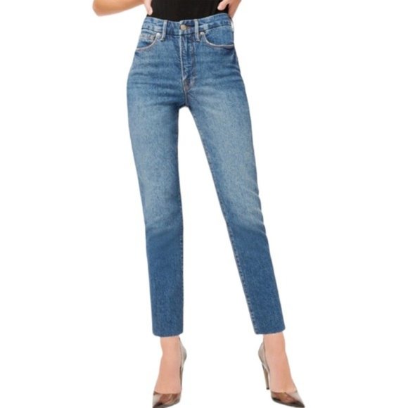 Good American Denim - Good American Good Classic High Rise Denim Raw Hem Jeans Blue 940 Size 30 NWT